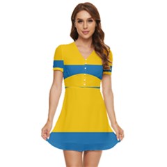 Opolskie Flag V-neck High Waist Chiffon Mini Dress by tony4urban