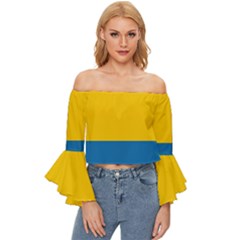 Opolskie Flag Off Shoulder Flutter Bell Sleeve Top