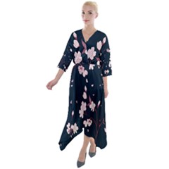 Usa  Womenn,s Dress Quarter Sleeve Wrap Front Maxi Dress by insafestore