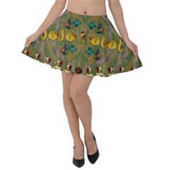 Fishes Admires All Freedom In The World And Feelings Of Security Velvet Skater Skirt