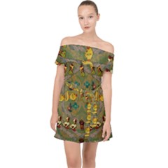 Fishes Admires All Freedom In The World And Feelings Of Security Off Shoulder Chiffon Dress by pepitasart