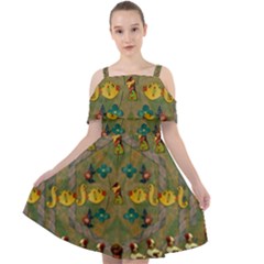 Fishes Admires All Freedom In The World And Feelings Of Security Cut Out Shoulders Chiffon Dress by pepitasart