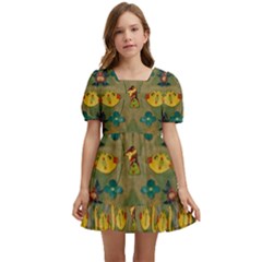 Fishes Admires All Freedom In The World And Feelings Of Security Kids  Short Sleeve Dolly Dress by pepitasart