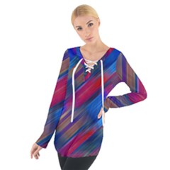 Striped Colorful Abstract Pattern Tie Up Tee