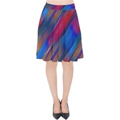 Striped Colorful Abstract Pattern Velvet High Waist Skirt by dflcprintsclothing