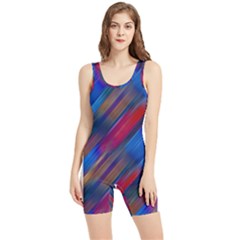 Striped Colorful Abstract Pattern Women s Wrestling Singlet