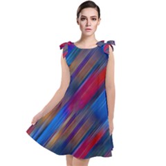 Striped Colorful Abstract Pattern Tie Up Tunic Dress