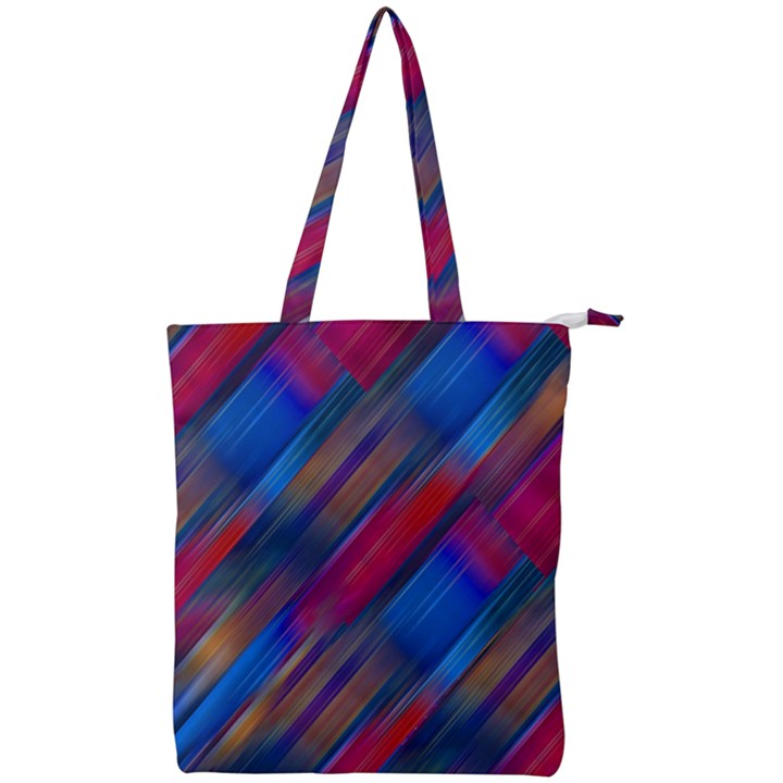 Striped Colorful Abstract Pattern Double Zip Up Tote Bag