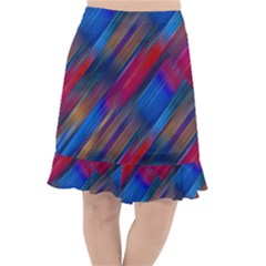 Striped Colorful Abstract Pattern Fishtail Chiffon Skirt by dflcprintsclothing