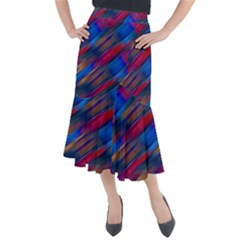 Striped Colorful Abstract Pattern Midi Mermaid Skirt by dflcprintsclothing