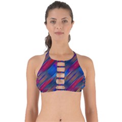 Striped Colorful Abstract Pattern Perfectly Cut Out Bikini Top