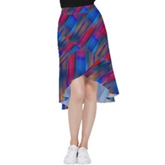 Striped Colorful Abstract Pattern Frill Hi Low Chiffon Skirt by dflcprintsclothing