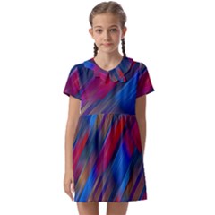 Striped Colorful Abstract Pattern Kids  Asymmetric Collar Dress by dflcprintsclothing