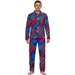 Striped Colorful Abstract Pattern Men s Long Sleeve Velvet Pocket Pajamas Set by dflcprintsclothing