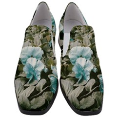 Flowers And Leaves Colored Scene Women Slip On Heel Loafers by dflcprintsclothing