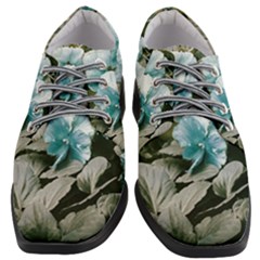 Flowers And Leaves Colored Scene Women Heeled Oxford Shoes by dflcprintsclothing