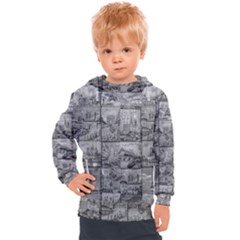 Paris Souvenirs Black And White Pattern Kids  Hooded Pullover by dflcprintsclothing