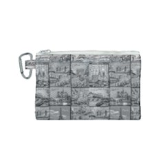 Paris Souvenirs Black And White Pattern Canvas Cosmetic Bag (small)