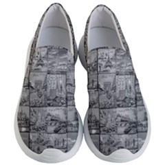 Paris Souvenirs Black And White Pattern Women s Lightweight Slip Ons by dflcprintsclothing