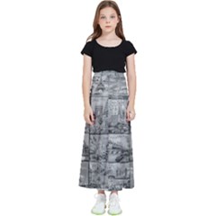 Paris Souvenirs Black And White Pattern Kids  Flared Maxi Skirt by dflcprintsclothing