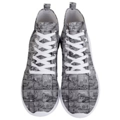 Paris Souvenirs Black And White Pattern Men s Lightweight High Top Sneakers by dflcprintsclothing