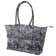 Paris Souvenirs Black And White Pattern Canvas Shoulder Bag