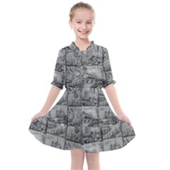 Paris Souvenirs Black And White Pattern Kids  All Frills Chiffon Dress by dflcprintsclothing