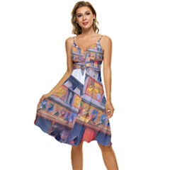 Coney1 Sleeveless Tie Front Chiffon Dress