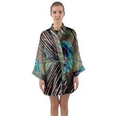 Peacock Long Sleeve Satin Kimono