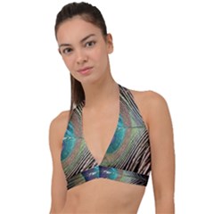 Peacock Halter Plunge Bikini Top by StarvingArtisan