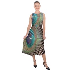 Peacock Midi Tie-back Chiffon Dress by StarvingArtisan