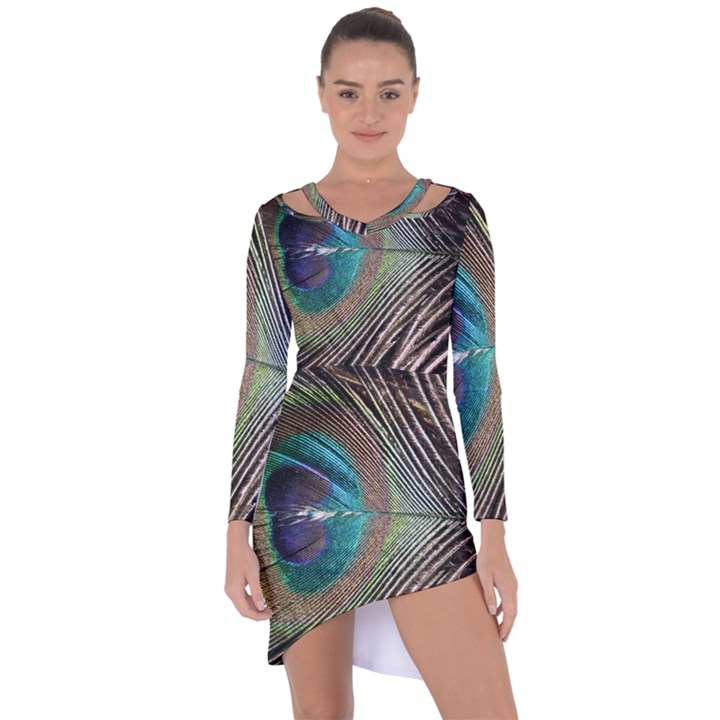 Peacock Asymmetric Cut-Out Shift Dress