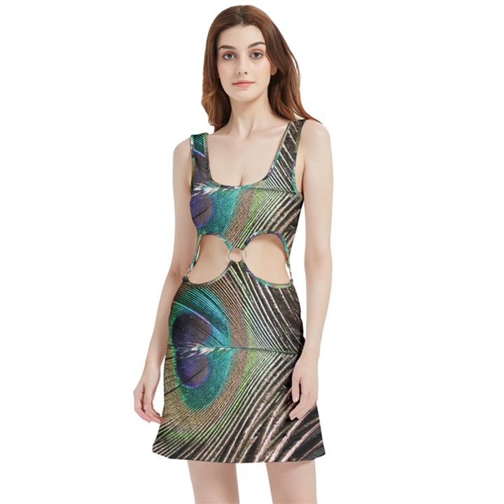 Peacock Velour Cutout Dress