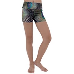 Peacock Kids  Lightweight Velour Yoga Shorts by StarvingArtisan