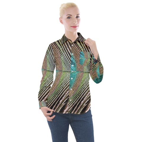 Peacock Women s Long Sleeve Pocket Shirt by StarvingArtisan