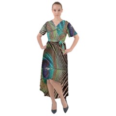 Peacock Front Wrap High Low Dress by StarvingArtisan