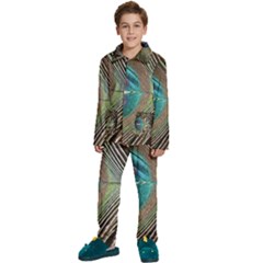 Peacock Kids  Long Sleeve Velvet Pajamas Set by StarvingArtisan