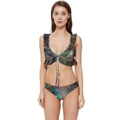 Peacock Low Cut Ruffle Edge Bikini Set