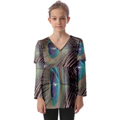 Peacock Kids  V Neck Casual Top by StarvingArtisan