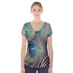 Peacock Short Sleeve Front Detail Top by StarvingArtisan