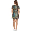 Peacock V-Neck High Waist Chiffon Mini Dress View4