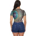 Peacock Side Button Cropped Tee View4