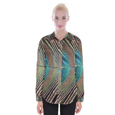 Peacock Womens Long Sleeve Shirt by StarvingArtisan