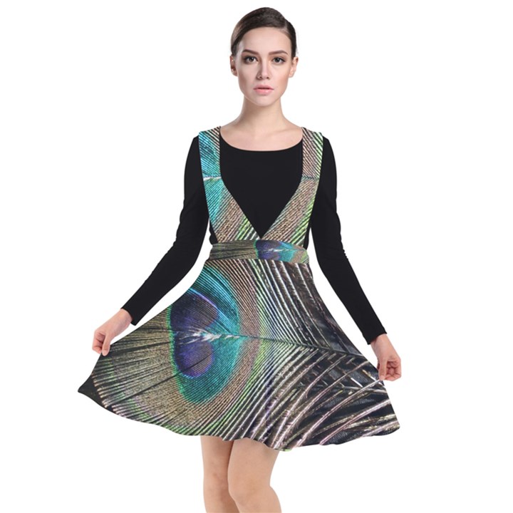 Peacock Plunge Pinafore Dress