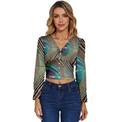 Peacock Long Sleeve V-neck Top