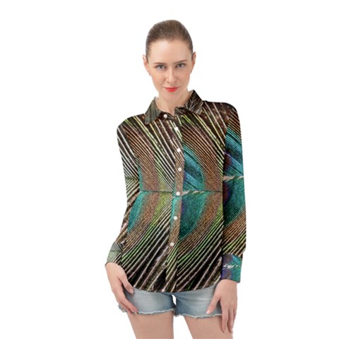 Peacock Long Sleeve Chiffon Shirt by StarvingArtisan