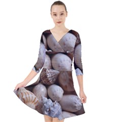 Beautiful Seashells  Quarter Sleeve Front Wrap Dress by StarvingArtisan