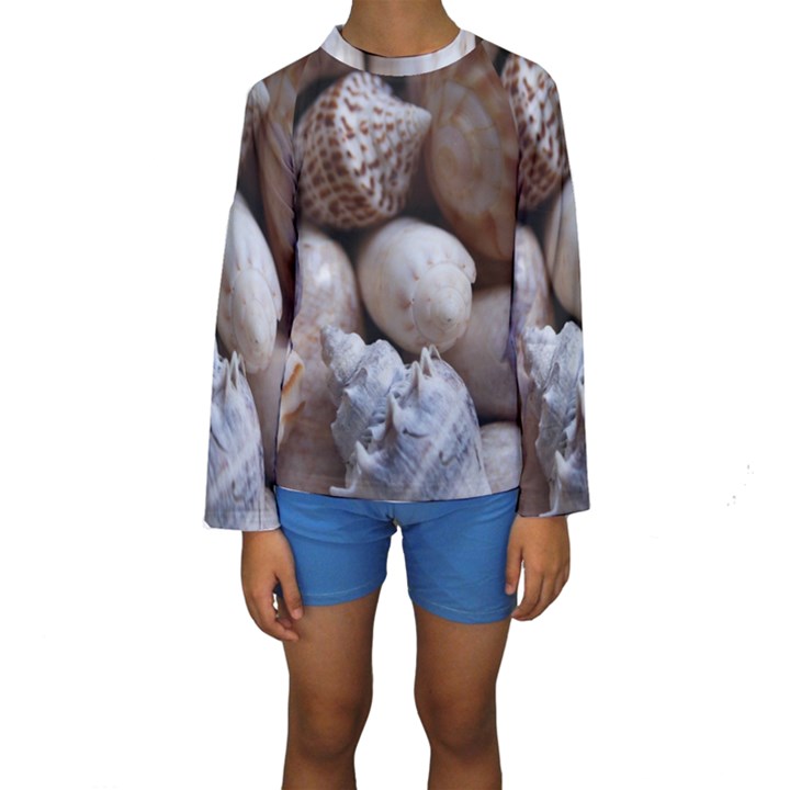 Beautiful Seashells  Kids  Long Sleeve Swimwear