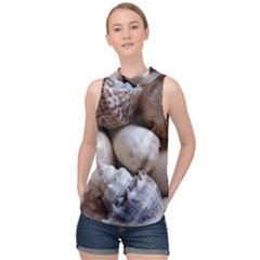 Beautiful Seashells  High Neck Satin Top by StarvingArtisan