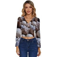 Beautiful Seashells  Long Sleeve V-neck Top